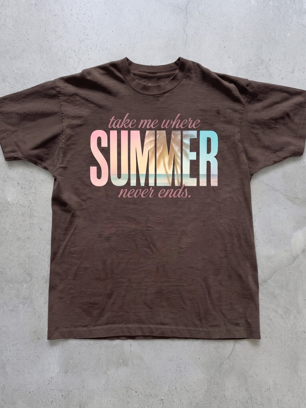 Gildan Summervibes Never Ends Brown Tee